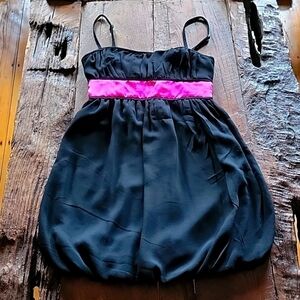 Black mini dress with bold pink accent size small